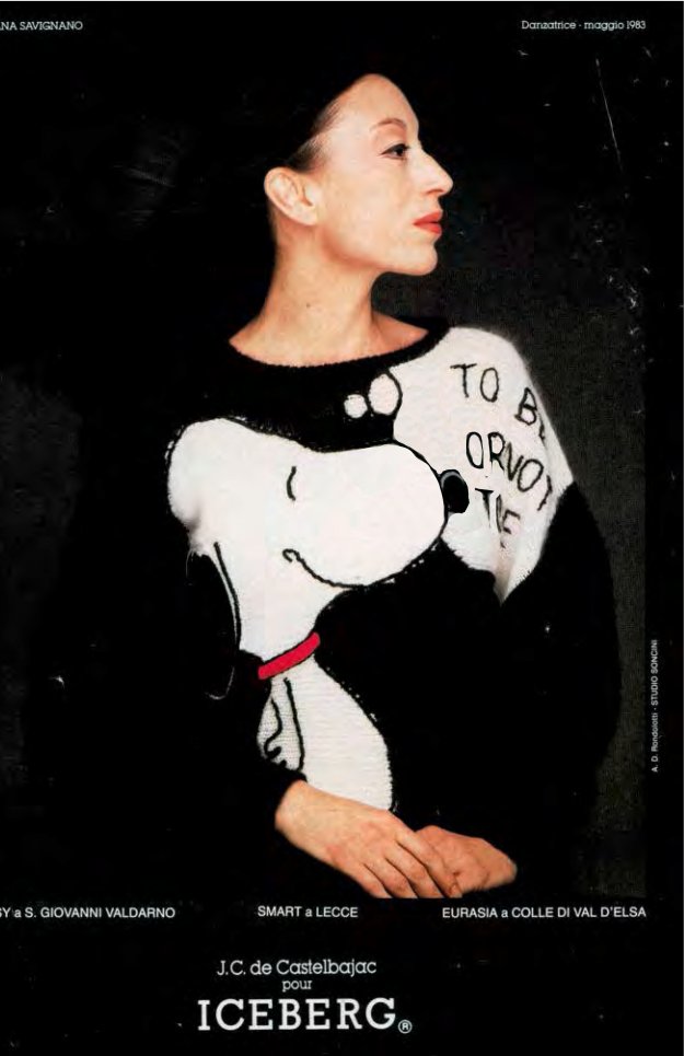 1983, May Luciana Savignano, “Les contemporains”, campagne pour Iceberg — Oliviero Toscani